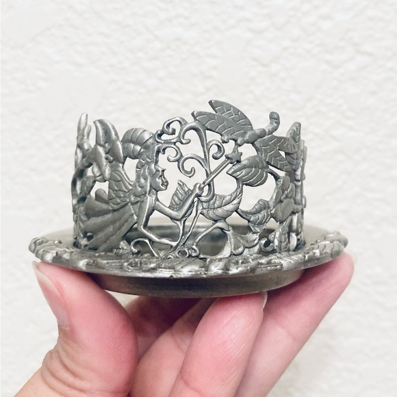 Party Lite  Pewter Fairies Frosted glass Tea Light Candle Holder fairycore - Picture 7 of 14